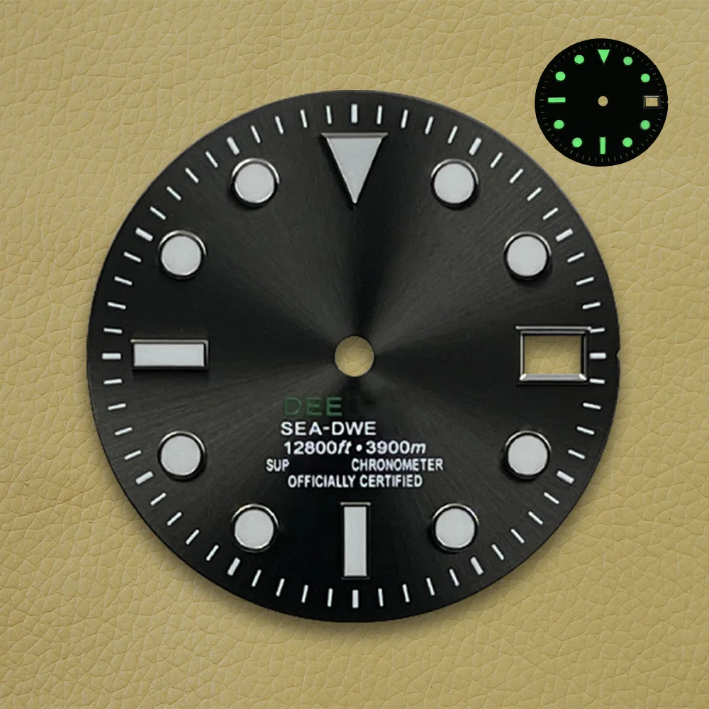 28.5mm S Dial SUB Gradient Diver's Dial Suitable For NH35/NH36 Movement Green Luminous Watch Modification Accessories