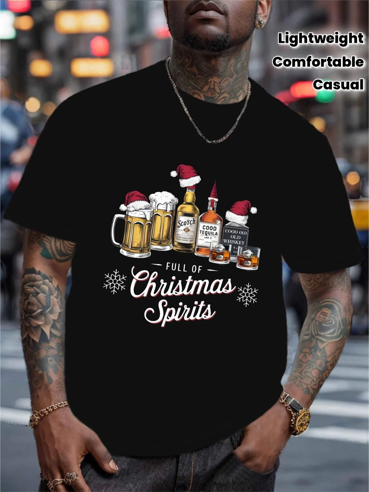 

Мужская футболка с рождественскими пивными духами и принтом, мужская футболка с короткими рукавами