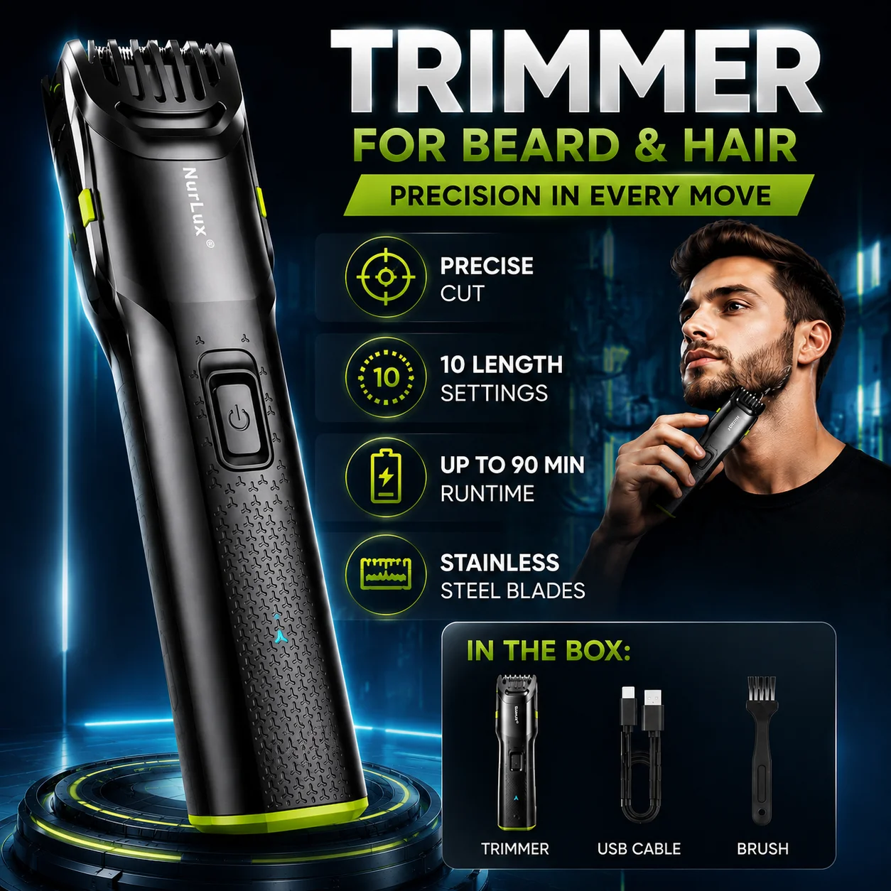 Men's Electric Shaver USB Rechargeable Beard Trimmer, Home Use Grooming Tool, Perfect Gift for Dad, Father's Day Present