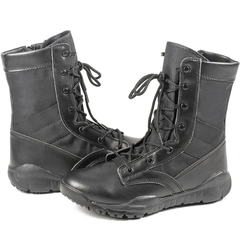 Summer Men Tactical Boots for Men Breathable Oxford Light Soft Desert Combat Shoes Men's Ankle Boot Canvas Punk Knee-high Boots