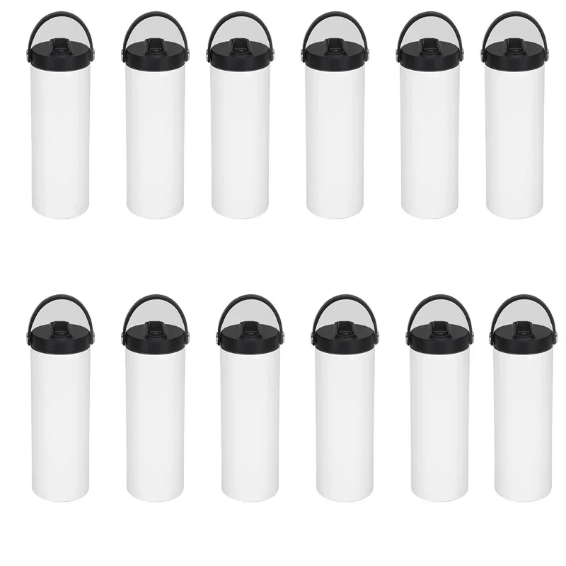 20oz Sublimation Blank Thermos Straw Cup Double Wall Stainless Steel Insulated Cup Portable Vacuum Flasks Straight Tumbler Mug