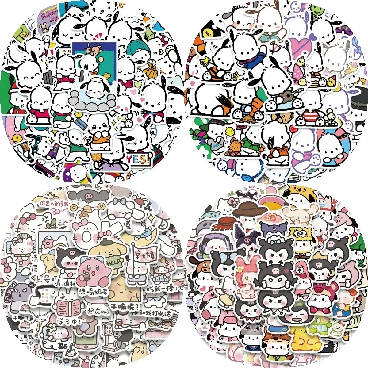 Sanrio Pochacco Cartoon Stickers Aesthetic DIY Scrapbooking Laptop Luggage Waterproof Cute Kuromi Stickers for Kids Girls