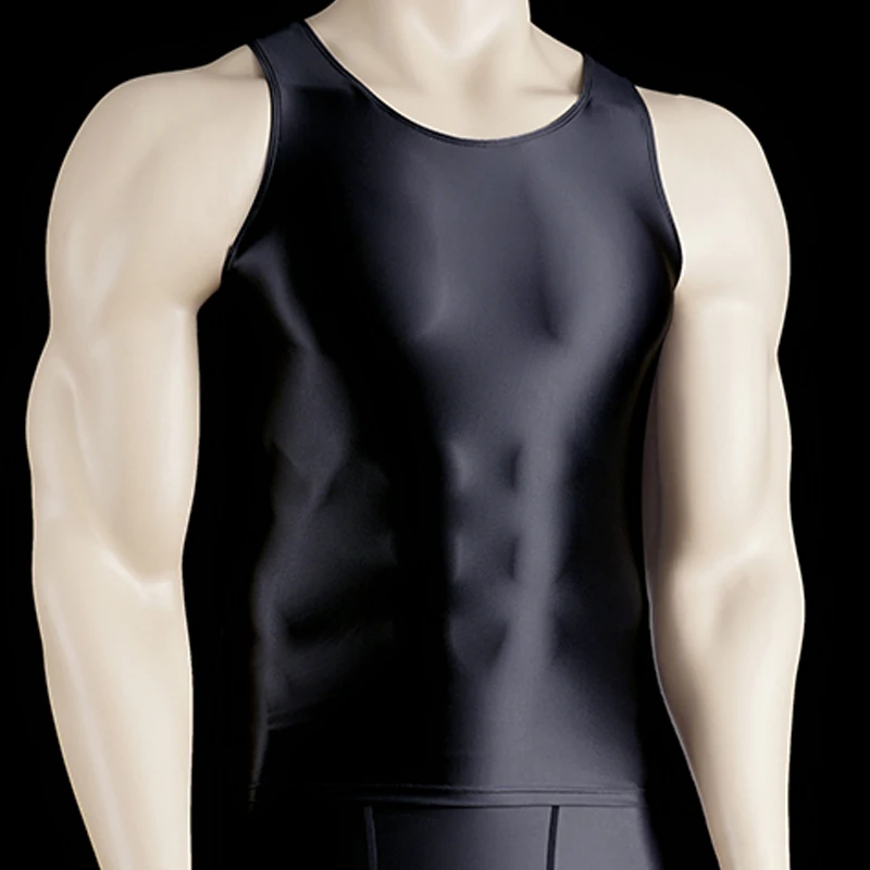 sexy gloss Weight Training Men Tracksuits Stretch Vest Tanks Shiny Sports Fitness Running Sets Tops Shorts Suits swimming trunks