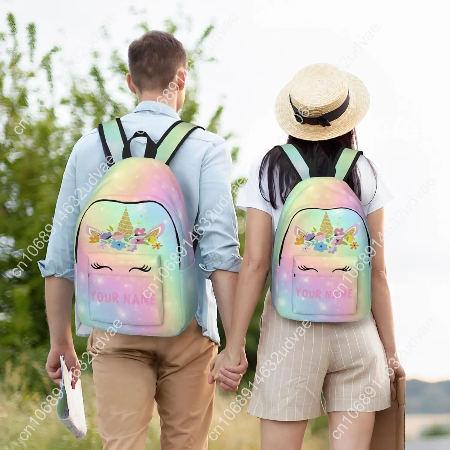 Unicorn Backpack for Girls Boys, Customized with Name, 15in