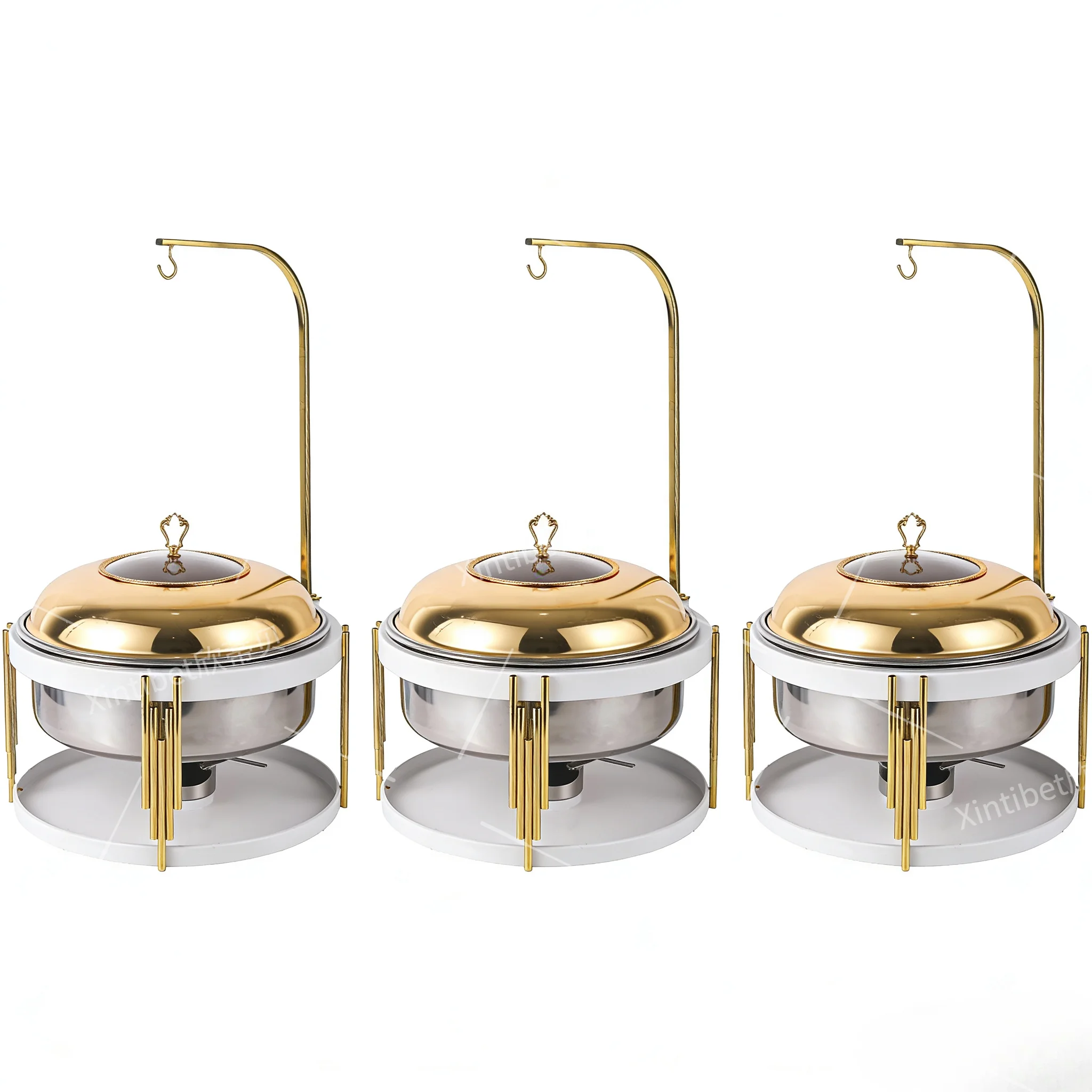 Hanging Lid Stainless Steel Chaffing Dish Set Black 10L Capacity Fuel/Electric Heating for Party Buffet