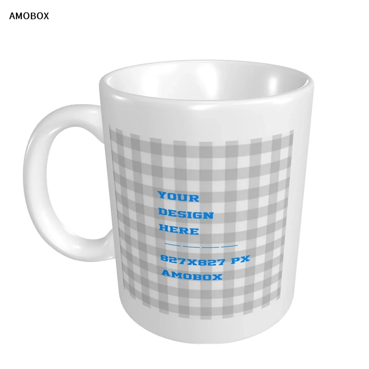 AMOBOX-Custom Printed Ceramic White Mug Cup, Graphic Personalized Mug, Add Your Design Here, 11oz