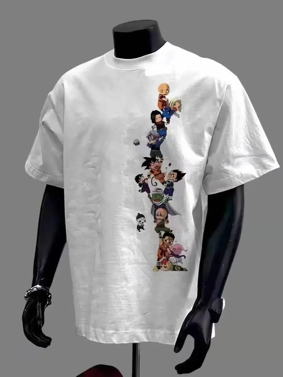 

2025 Japanese Sun Wufan Dragon Ball Super Anime Printed Cotton Summer T-shirt Loose Cartoon Men's Women's T-shirt Short Sleeve