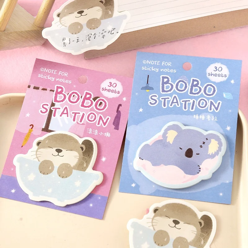 24pcs/lot Kawaii Fox Koala Otter Animal Memo Pad Cute Stationery Label Notepad Planner Sticker Post School Supplies