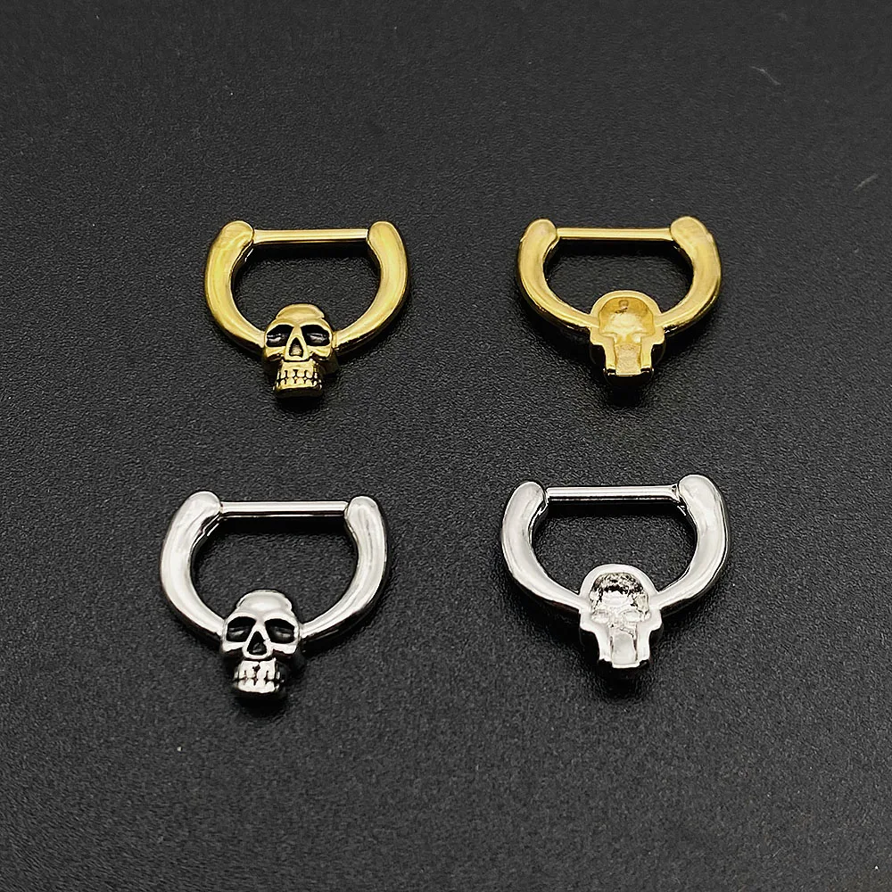 Skull Septum Nose Rings Stainless Steel Nose Piercing Ear Cartilage Body Piercing For Wamen Men