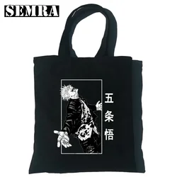 Gojo Satoru Women Canvas Tote Shopping Bag Girl Jujutsu kaisen Team Shoulder Bags Lady Large Capacity Wild Messenger Bag