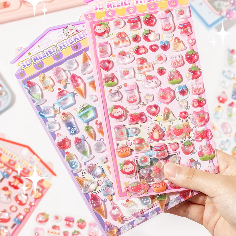 

Cute 3D Jelly Candy Animal Stickers for Girls DIY Diary Gift Cartoon Relief Party Stationery