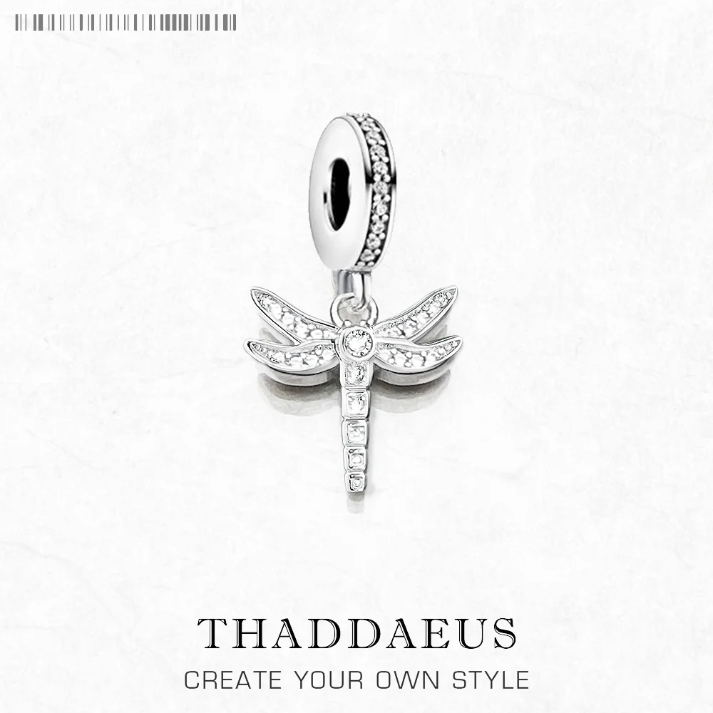 

Dragonfly Dangle Charm Europe Style Fine Jewelry Women Trendy Gift In Pure 925 Sterling Silver