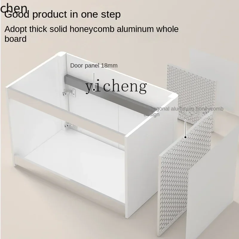 ZMLSpace الألومنيوم العسل الألومنيوم السيراميك حوض وحدة صغيرة خاصة خزانة حمام مزيج مغسلة بيضاء #5