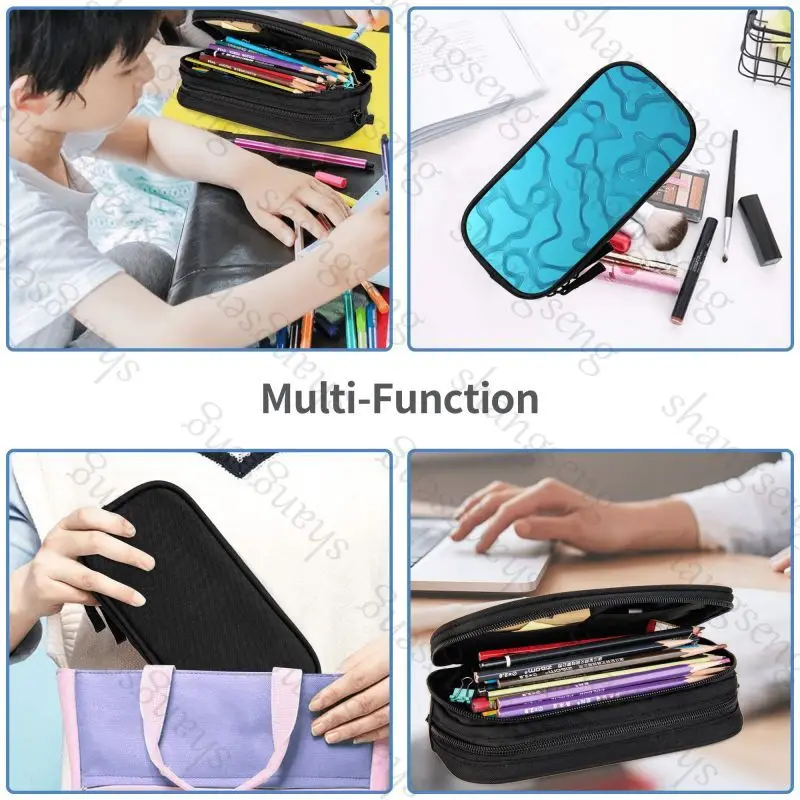 Luxury Irregular Lines Pen Bag Large Capacity Pencil Case Multifunctional Stationery Storage Bag Student School Supplies