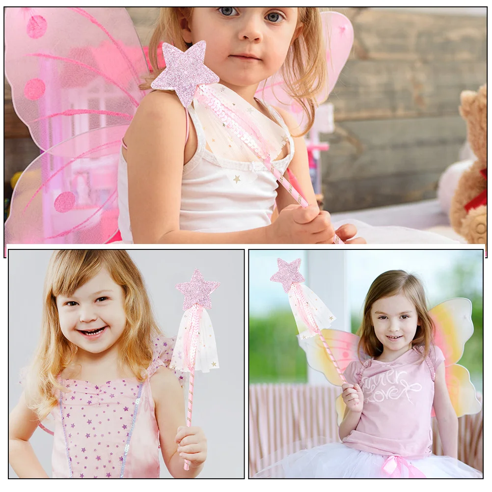 

2Pcs Star Shape Fairy Wand Bright Delicate Smooth Texture Perfect for Kids Party Cosplay Photo Prop Decorative Fairy Stick
