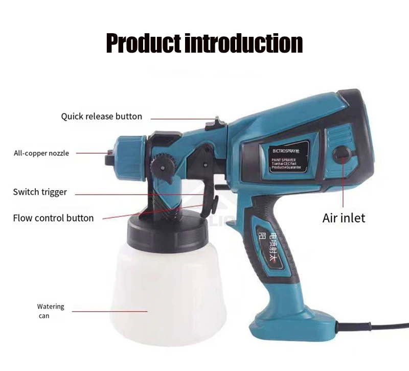1400ml High Capacity Container Easy to Clean 4 Nozzles and 3 Patterns for House Home Furniture Cabinets Fence Door Chairs Blue