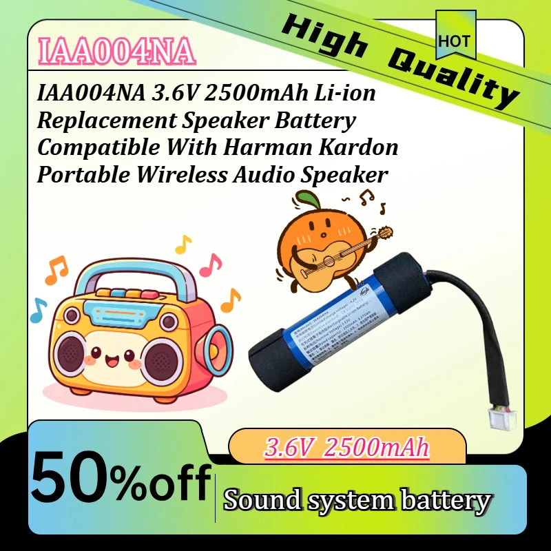 IAA004NA 3.6V 2500mAh Li-ion Replacement Speaker Battery Compatible With Harman Kardon Portable Wireless Audio Speaker