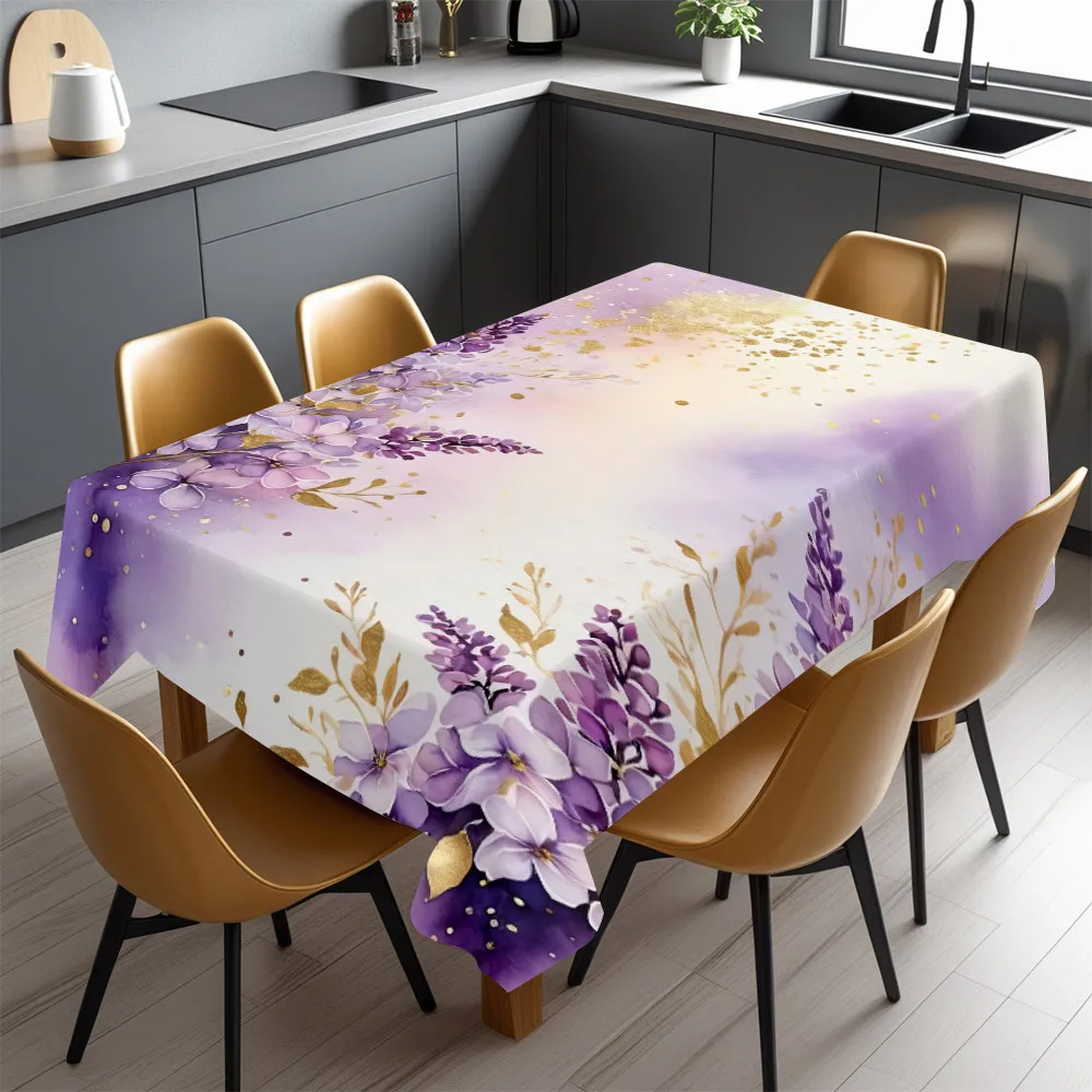 Watercolor Floral Tablecloth Spill Proof Decorative Table Cover for Dining Room Party Decor