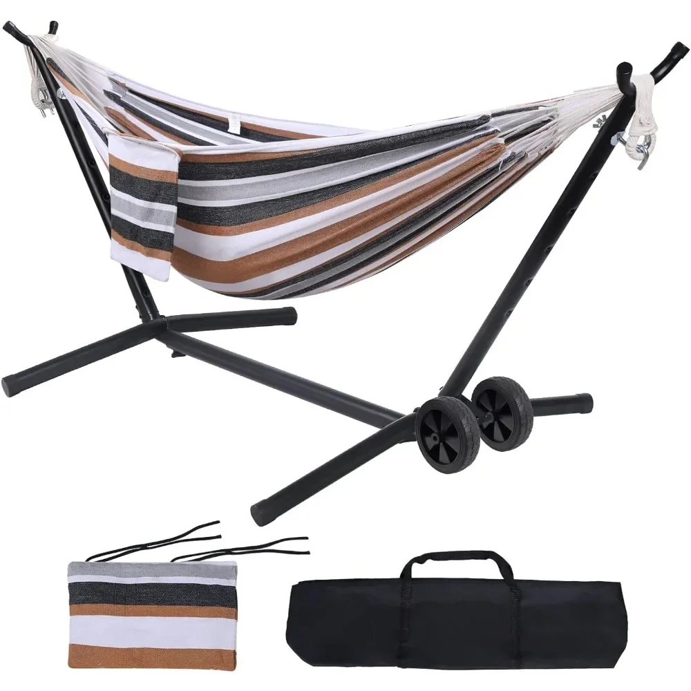 

Portable Hammock with Stand Included with Wheels Outdoor Double 2 Person Heavy Duty Hamacas con Base 450 lb Capacity