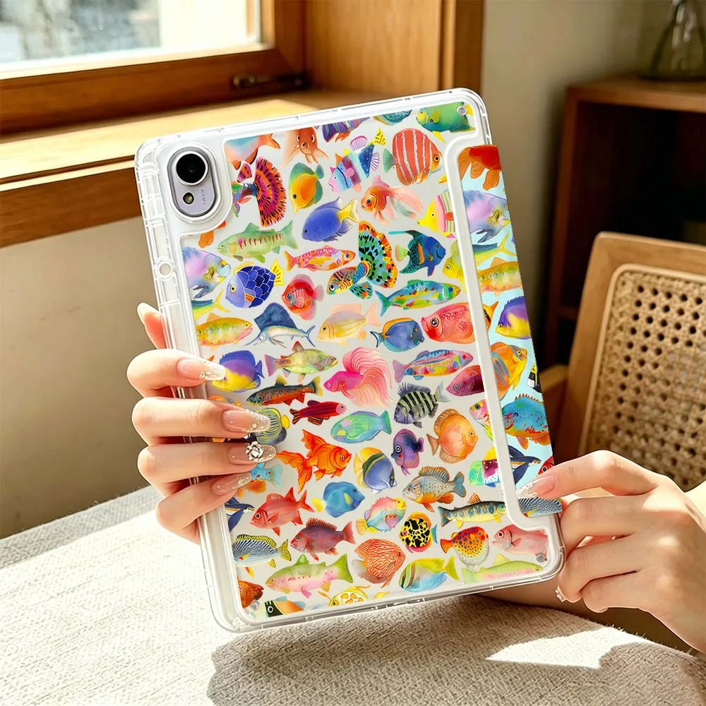 Cartoon Colorful Fish Pattern For Huawei MatePad Pro SE Honor Pad 9 V9 GT X9 10.8 11 13.2 inch Pro 3Y Tablet Case Cover