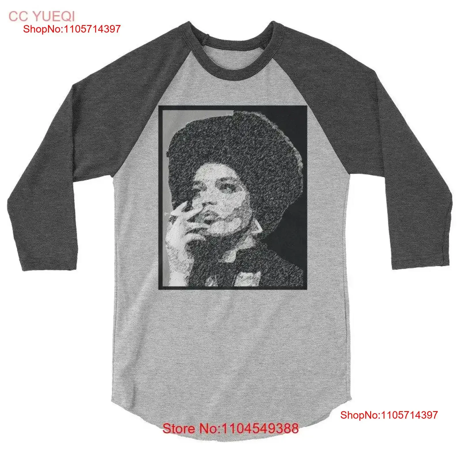 Revolutionary Chic Kathleen Cleaver Remastered Portrait Shepard Fairey Inspired T Shirt Pullover SweaT 3 4 sleeve raglan Soft