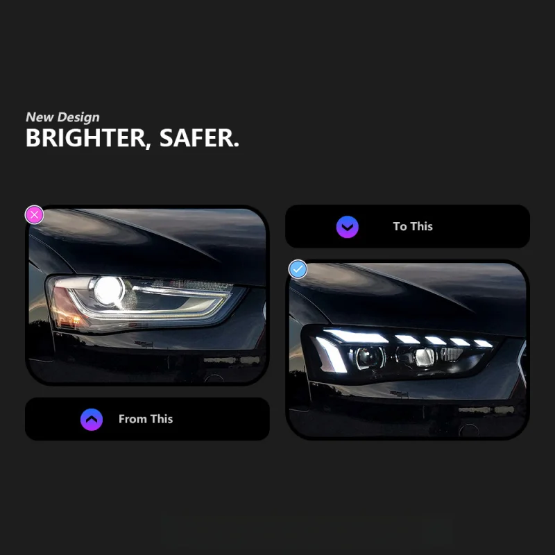 Suitable for 13-16 Audi A4L Headlight Assembly Modified LED Running Lights Cross-Border Lighting