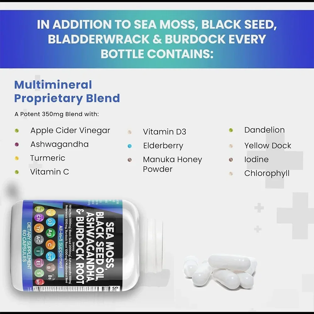 Black Seed Oil + Vitamin Capsules - All-in-one Supplement Provides Energy To Promote Growth, Development, and Immune Enhancement