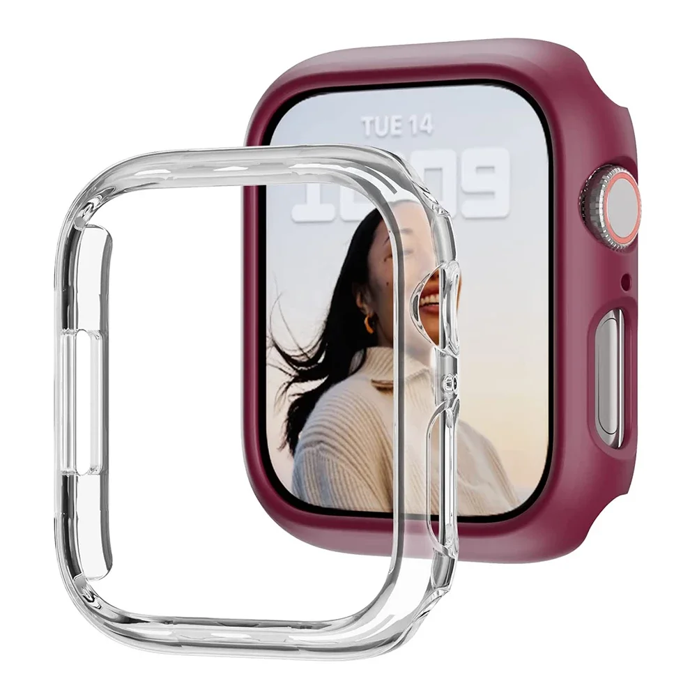 Capa para Apple Watch, 45mm, 41mm, 44mm, 40mm, 42mm, 38mm, acessórios, PC, pára-choques, iWatch Series 8, 7, SE, 6, 5, 4, 3, 9