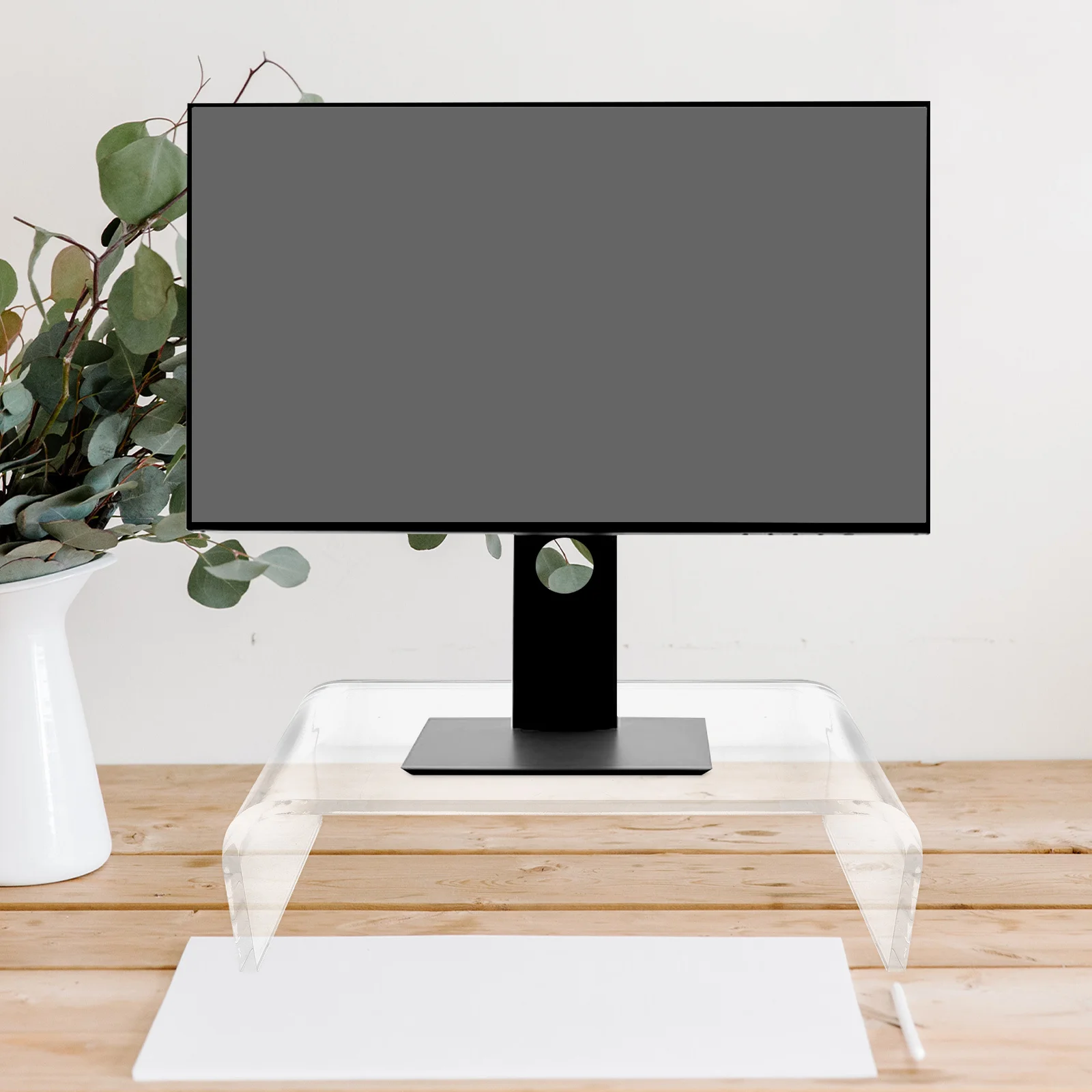 

Computer Monitor Riser Clear Acrylic Desktop Stand For Home Office Space Saving Laptop Printer Display Holder Desktop