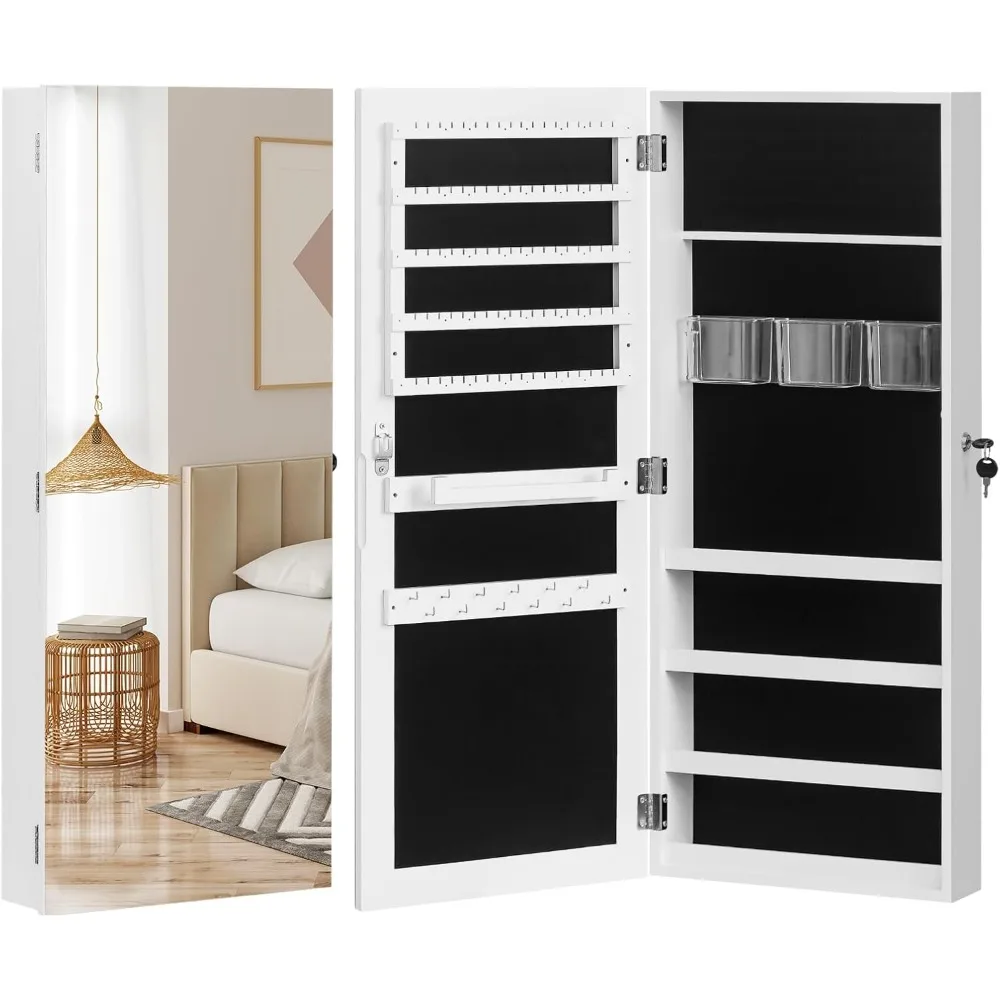 

Jewelry Cabinet Fitting Mirror Cabinet,Mirror Jewelry Cabinet Organizer, 35.4-inch Jewelry Armoire with Full-Length Mirror,