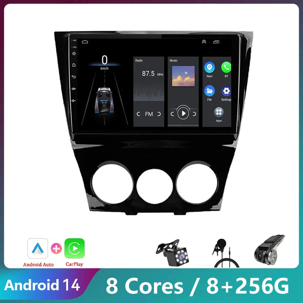 

8G + 128G автомобильный радиоприемник для Mazda RX-8 2003-2008 Android 14 автомобильный DVD GPS-навигатор автомобильный стерео головное устройство беспроводной Carplay Android авто