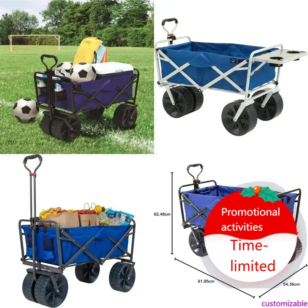 

Hot salesSturdy All-Terrain Folding Utility Wagon Cart for Beach and Outdoor Use, Blue and Black