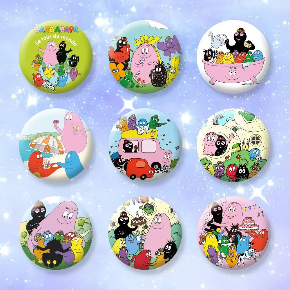 

Cute Cartoon B-Barbapapa Badges Creative Tinplate Button PinsBrooch Badge Clothes Backpack