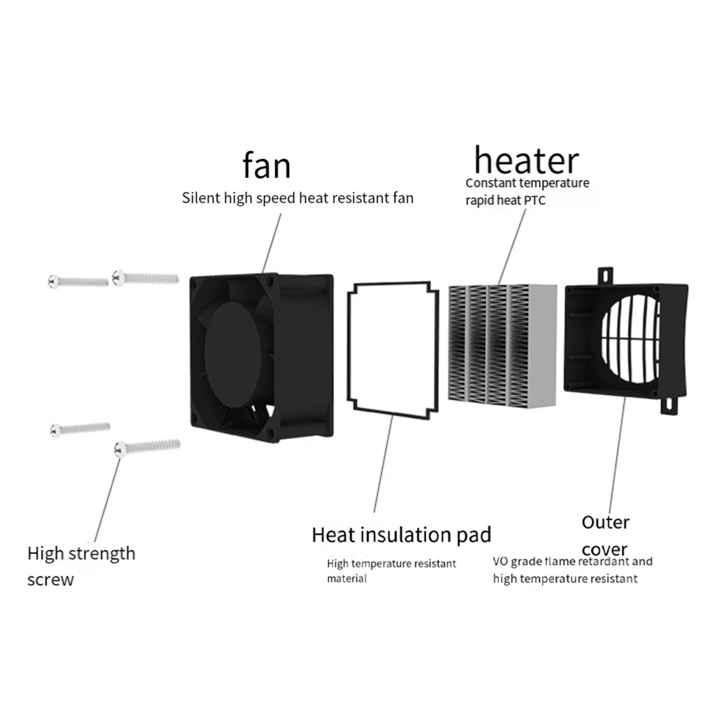 Riscaldamento per auto Riscaldamento domestico 87,5 * 60 * 52mm 12V Riscaldatore PTC Riscaldatore elettrico Guscio in alluminio Riscaldatore Ventola Riscaldatore integrato