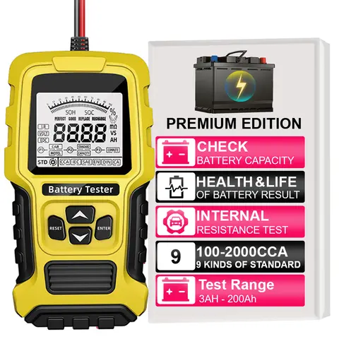 Battery Tester Car Motorcycle Smart Battery Diagnostic Tools Checker Analyzer Test Repair Tools Auto Accessories Universal Lead Acid for RV Truck ATV 12V 24V