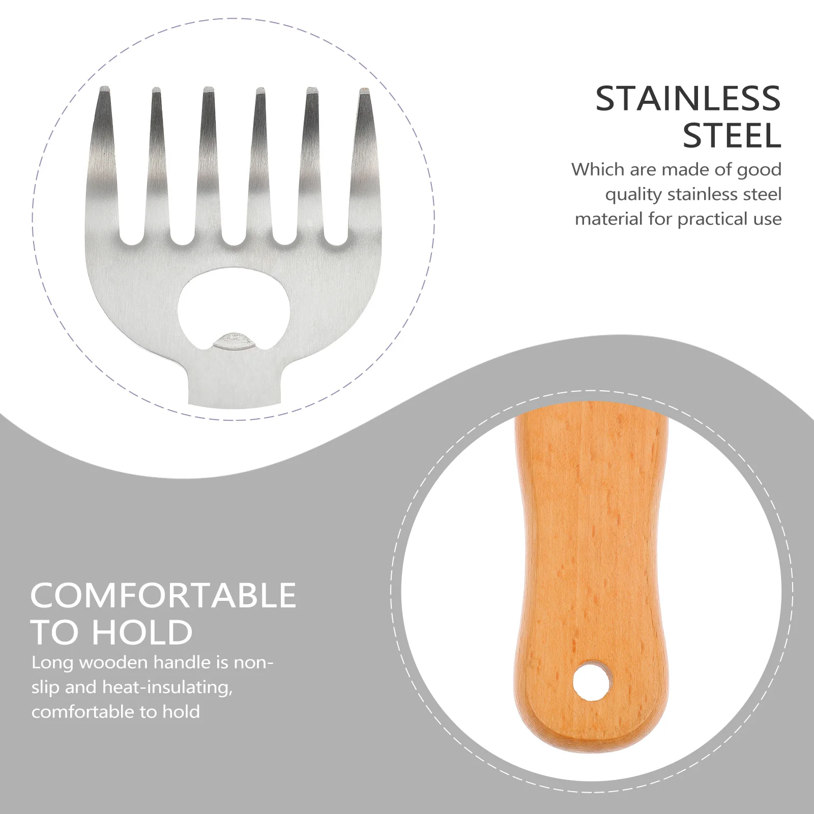 

2pcs Meat Shredder Stainless Steel Bbq Claw Tools Barbecue Shredding Forks For Pork Beef Turkey Fish Wood Handle