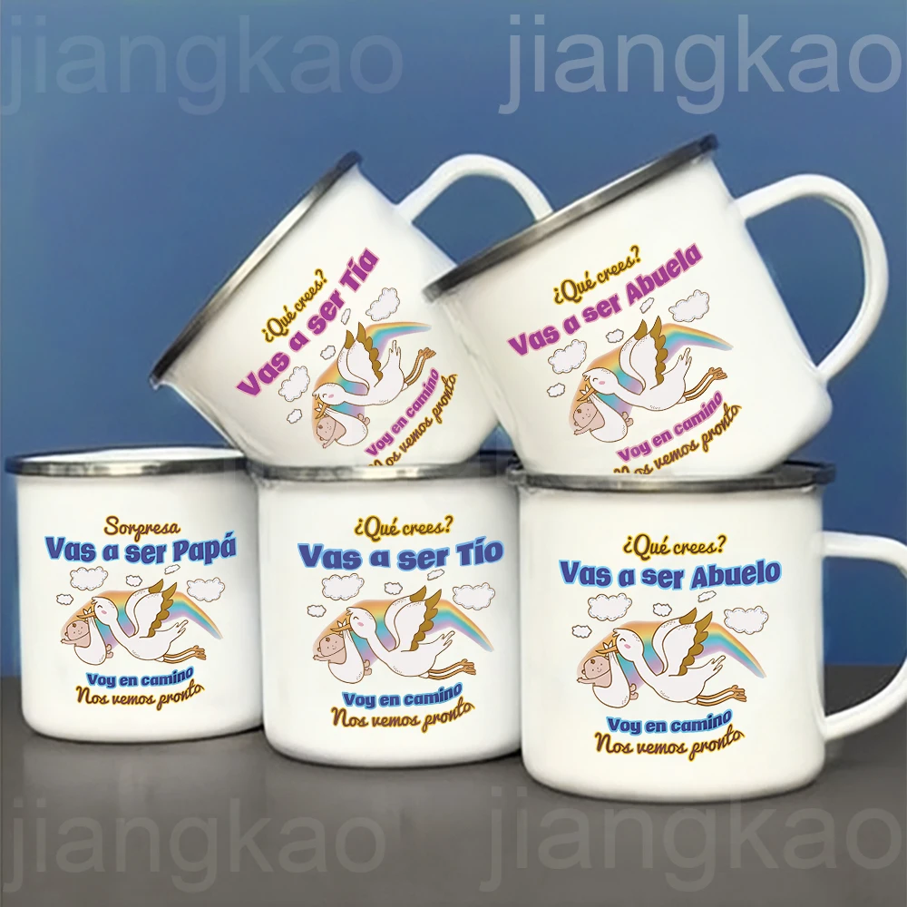 Engraçado impressão francesa canecas gravidez anúncio copos de café bebidas copo de água esmalte caneca presente para pai tia tio vovô vovô