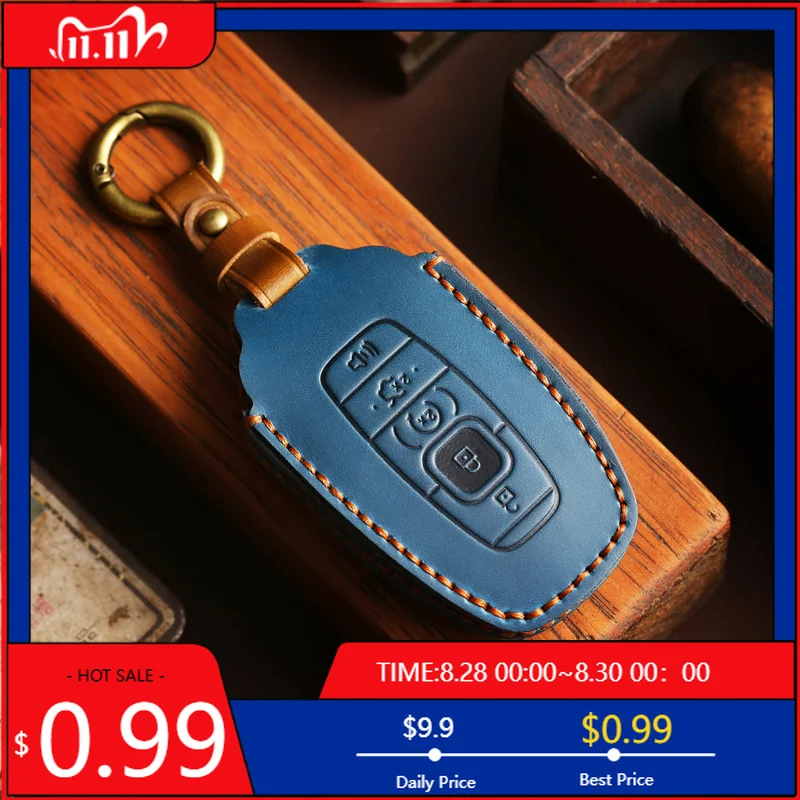 

Interior Stickers Luxury Car Leather Key Cover Case for Ford 5 Button for Lincoln Navigator Adventurer Aviator Keychain Keyring
