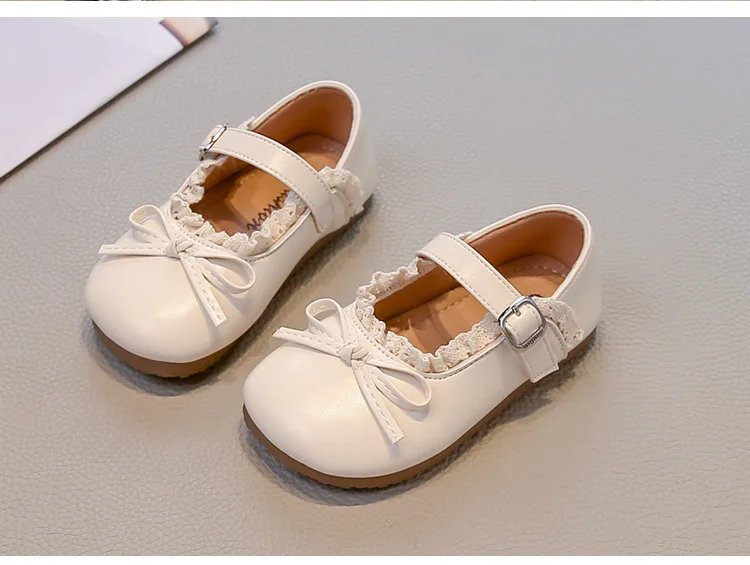 Mädchen Frühling Herbst Schleife Weiche Sohle PU-Lederschuhe Kinder Rutschfeste Spitzenbesatz Loafer Atmungsaktive Mary Jane Schuhe Kinder Freizeitschuhe – Detail 15