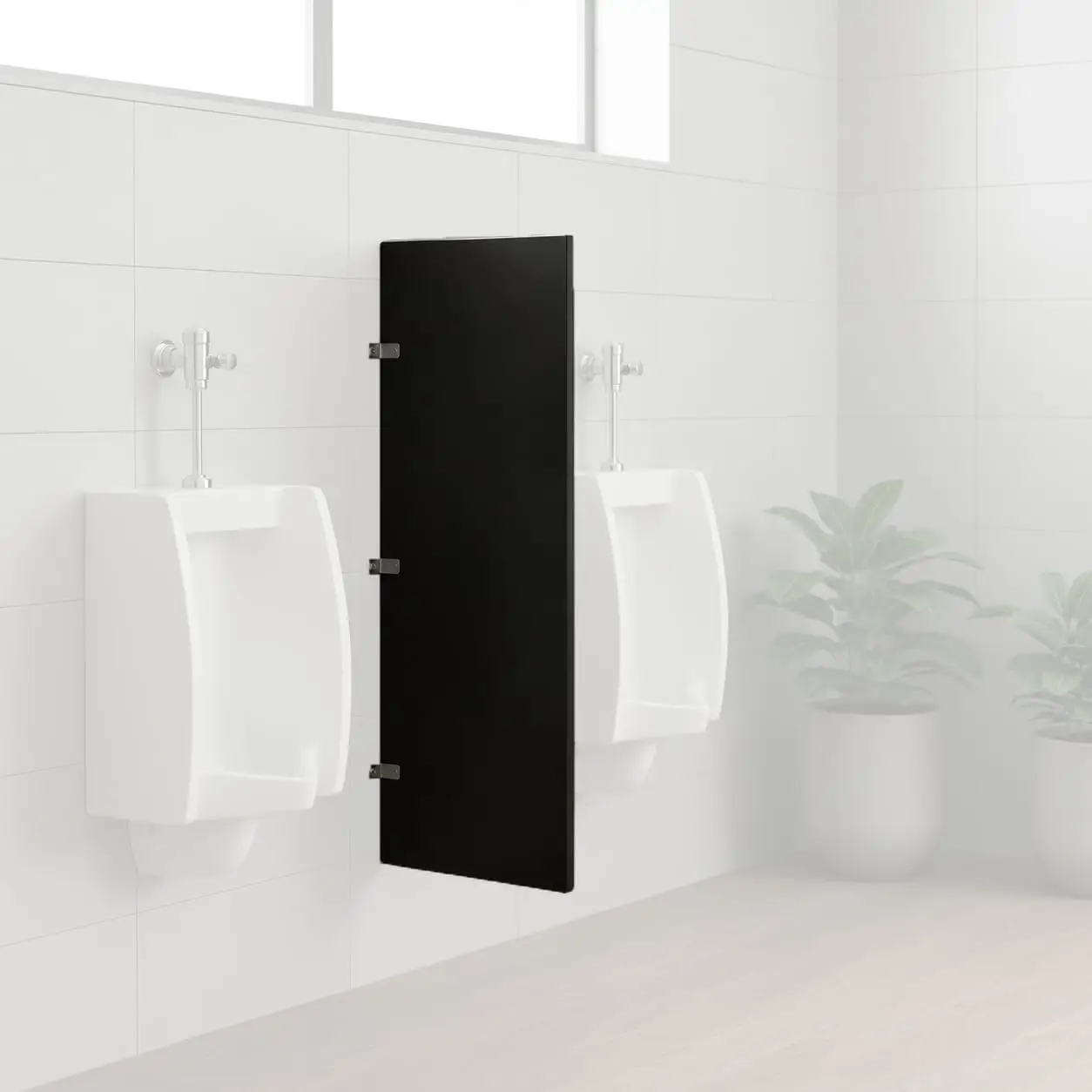 24 x 48 Matte Black Commercial Steel Urinal Partition Panel Restrooms Wall Mounted Privacy Divider Hardware Kit Durable Metal Pr