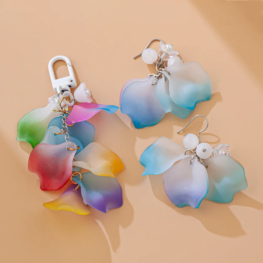 10pcs Acrylic Multicolors Petal Flower Beads Resin Charms Pendant DIY Jewelry Making Accessories Fashion Handmade Components
