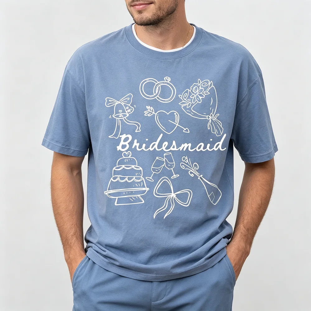 Men Bridegroom Usher T-shirt Groomsmen Party Souvenir Custom Wedding Day Prep Fashion Stag Apparel Soft Team Coordinate Outfit