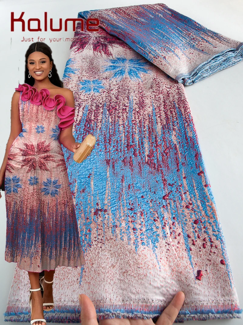 

Kalume 2025 Newest Brocade Lace Fabric Hot Selling Jacquard Lace Fabric Beautiful African Gilding Fabric for Party Dress F4318