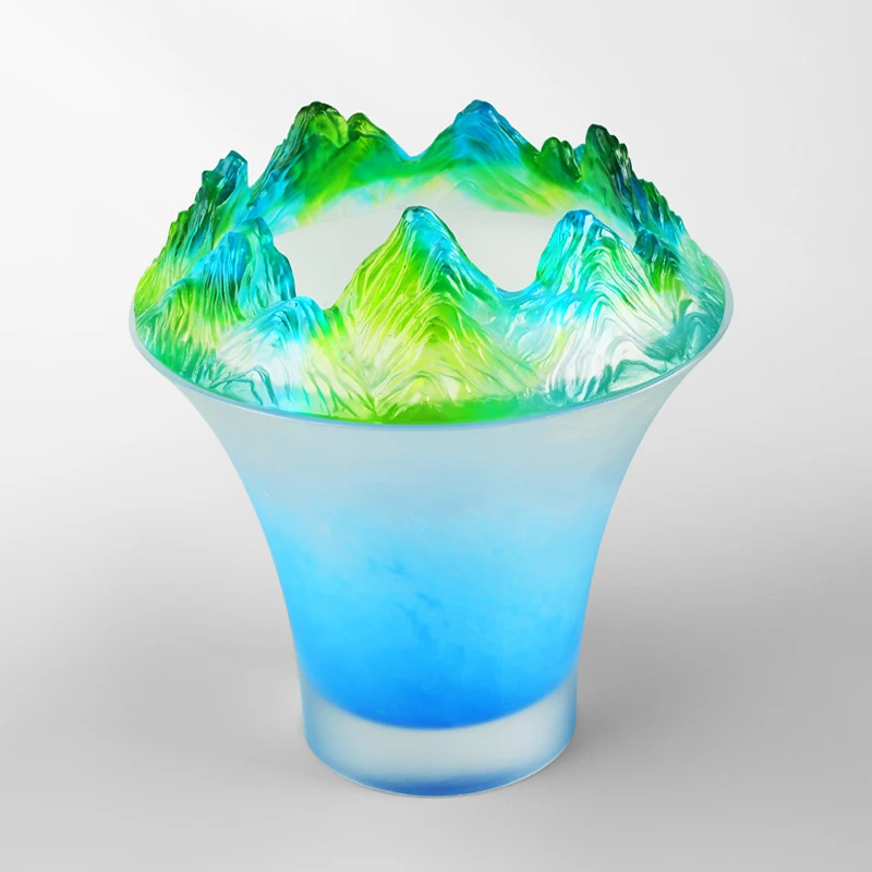 Thousand Miles of Rivers and Mountains Cup Base Tray Colored Glaze Home Decorative Plate Beautiful Land Hill Vase Crystal Pot