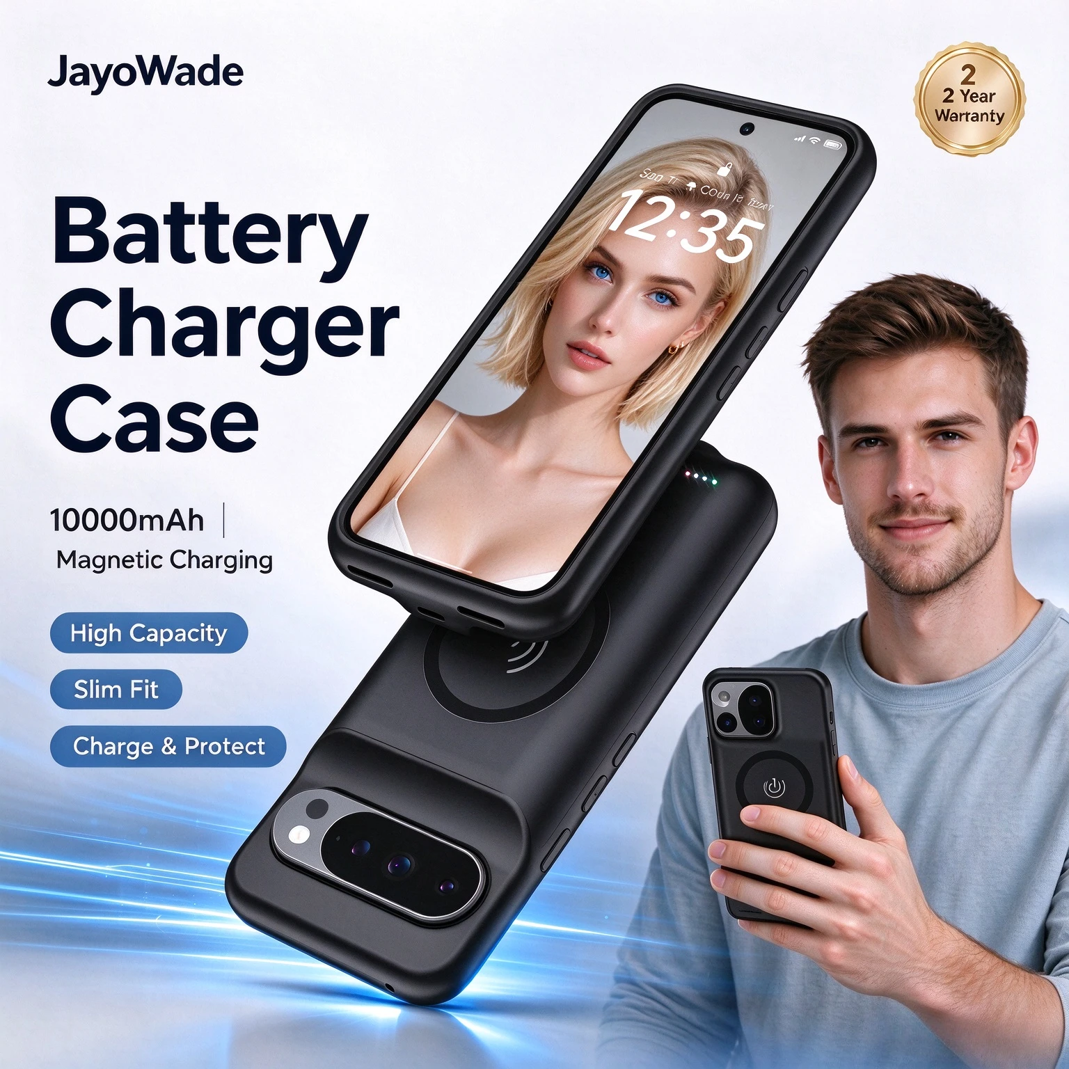 10000mah Magnetic Wireless Battery Charger Case for Google Pixel 9 10 Pro XL 9A Power bank External Battery for Google Pixel 10