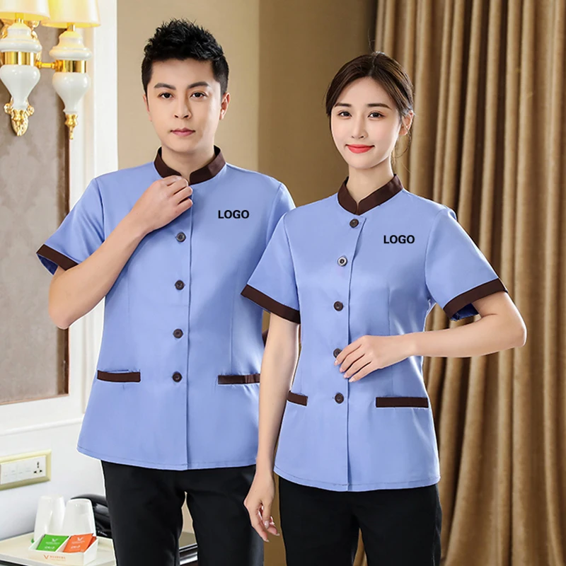 

Women's Cleaning Work Uniforms Hotel Costume Housekeeping Waiter Clothes Restaurant Dishwasher Shirt Staff Pedicure Ladies Top