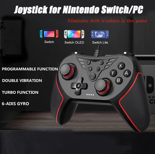 Controlador USB para juegos con cable, joystick Turbo de alta precisión para Nintendo Switch, Switch OLED, Switch Lite, PC, Steam