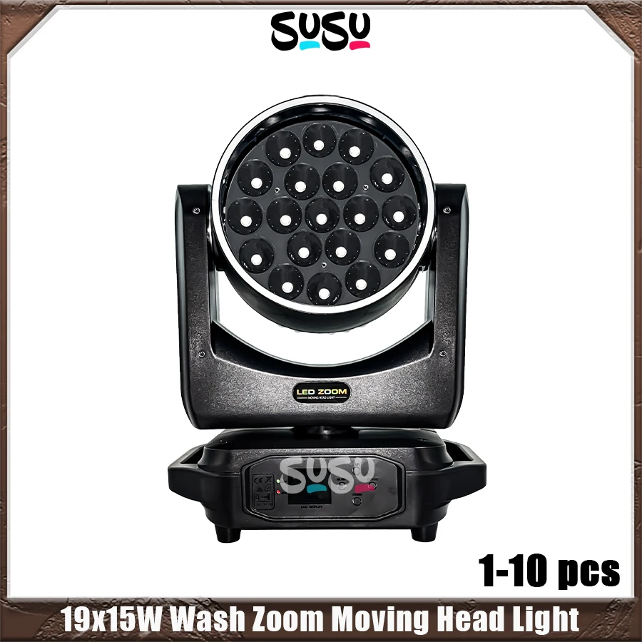 ALL NEW 19X15W Wash Zoom Moving Head Rgbw Lights 2in1Flycases DJ Disco Christmas DMX512 Voice Control Professional Stage Lights