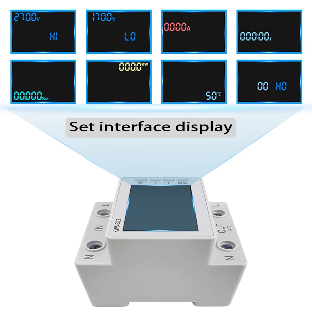 Tuya WiFi 8in1 Power Meter 2P AC Energy Meter APP Control 170-270V/63A Voltage and Current Meter Electricity Meter Smart Life