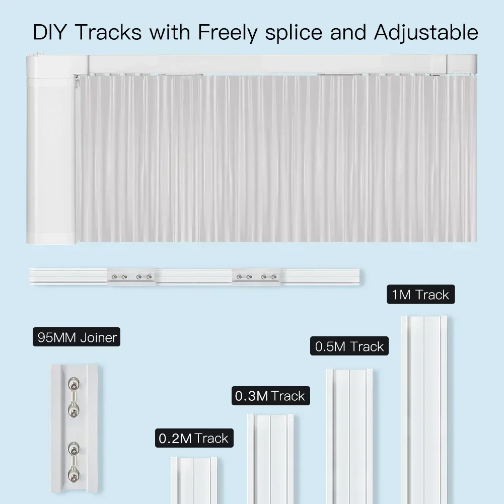 MOES WiFi/ZigBee Electric Curtain Motor Tuya Smart Customized Motorized Splicing Curtain Track with RF Remote Alexa Google Voice